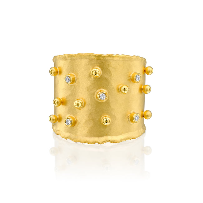 Gold Dot & Diamonds Band Ring - DesignsByLouiseAdkins