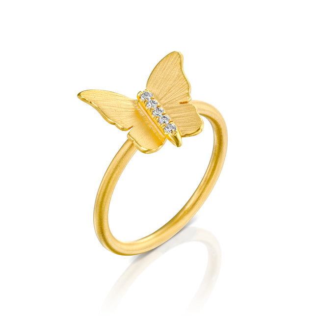 Handcarved Butterfly Diamond Ring - DesignsByLouiseAdkins