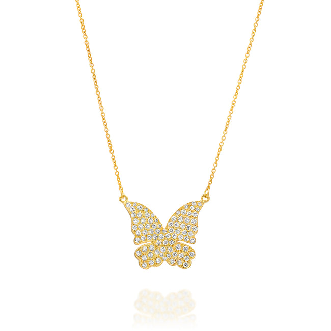 Pave Diamond Butterfly Necklace - DesignsByLouiseAdkins