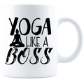 Yoga Like A Boss Coffee Mug - White - DesignsByLouiseAdkins