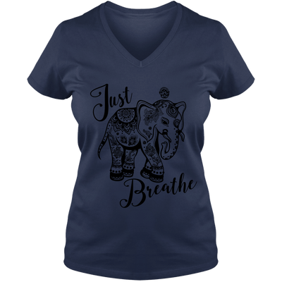 Just Breathe Ladies V Neck Tee - DesignsByLouiseAdkins