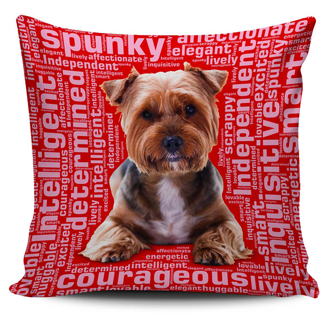 Yorkie Dog Lovers Red Pillow Case - DesignsByLouiseAdkins