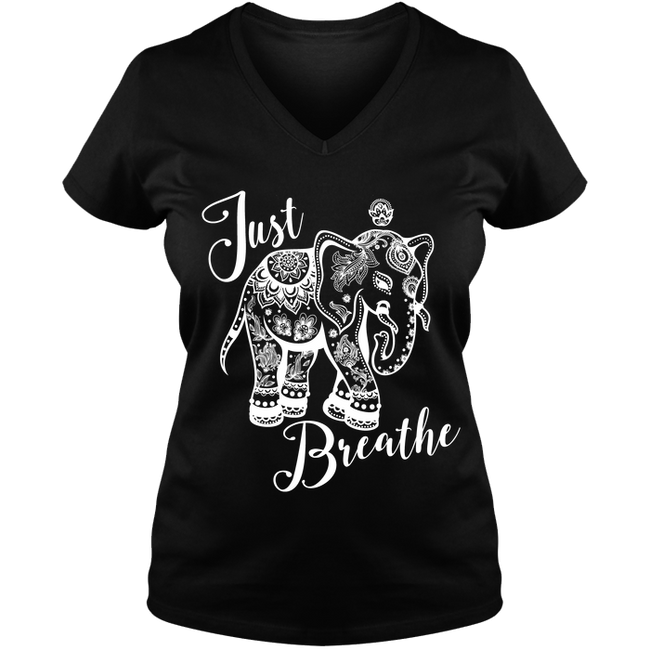 Just Breathe Ladies V Neck Tee - DesignsByLouiseAdkins