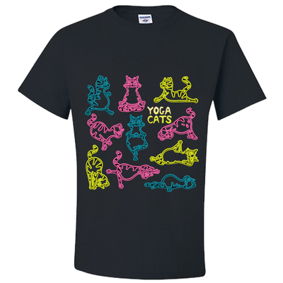 Yoga Cats Adult Unisex T-Shirt - DesignsByLouiseAdkins