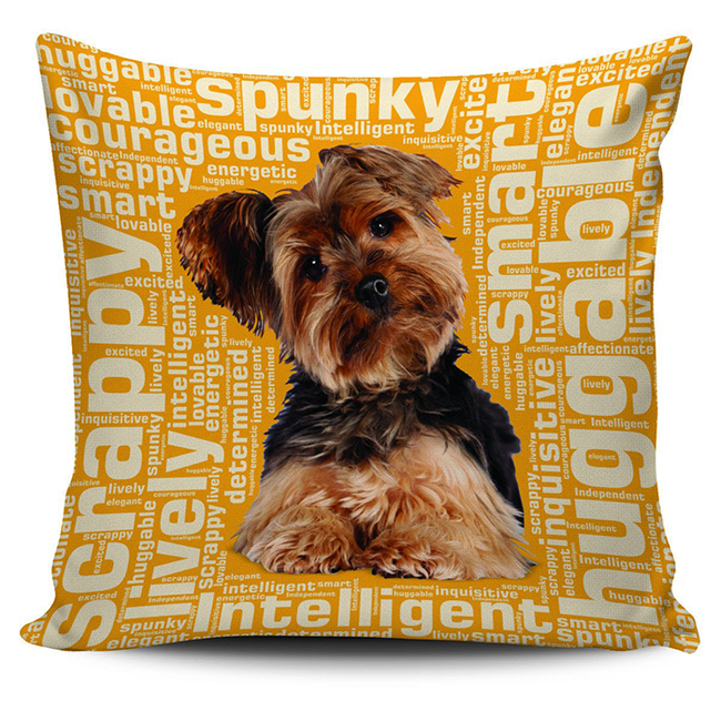 Yorkie Dog Lovers Gold Pillow Case - DesignsByLouiseAdkins