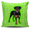 Rottweiler Dog Green Pillow Case - DesignsByLouiseAdkins