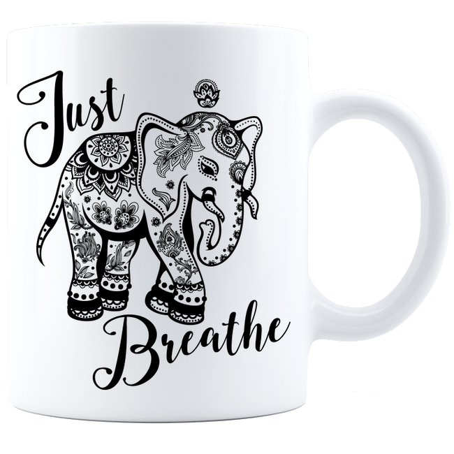 Just Breathe Coffee Mug - White - DesignsByLouiseAdkins