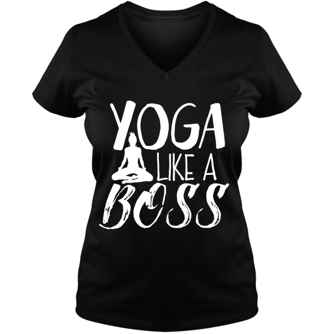 Yoga Like A Boss Ladies V Neck Tee - DesignsByLouiseAdkins