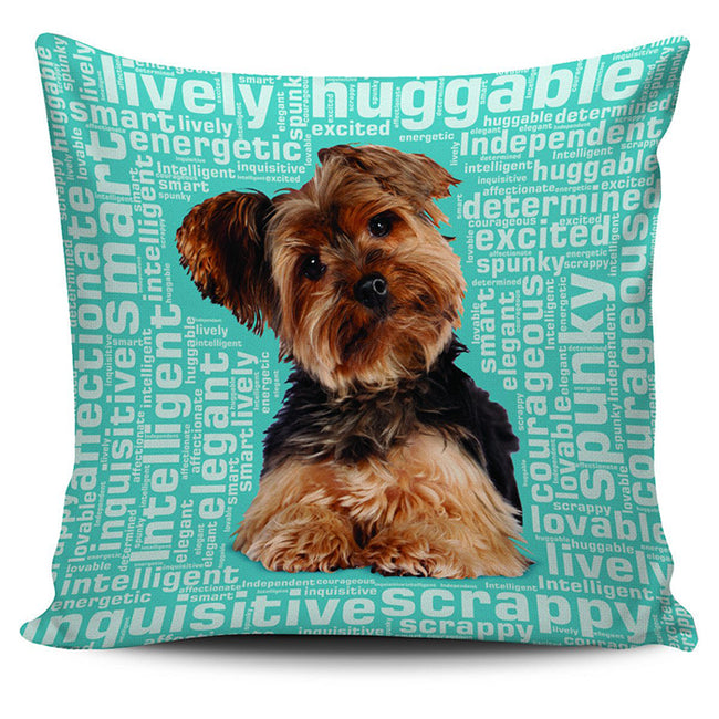 Yorkie Dog Lovers Blue Pillow Case - DesignsByLouiseAdkins