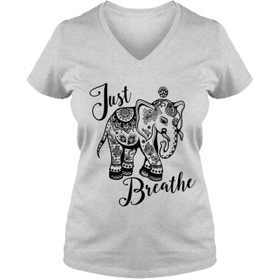 Just Breathe Ladies V Neck Tee - DesignsByLouiseAdkins