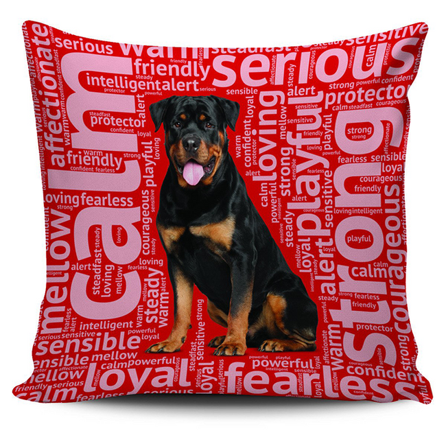 Rottweiler Dog Red Pillow Case - DesignsByLouiseAdkins