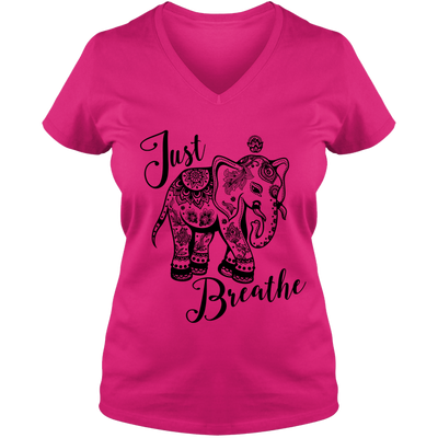 Just Breathe Ladies V Neck Tee - DesignsByLouiseAdkins