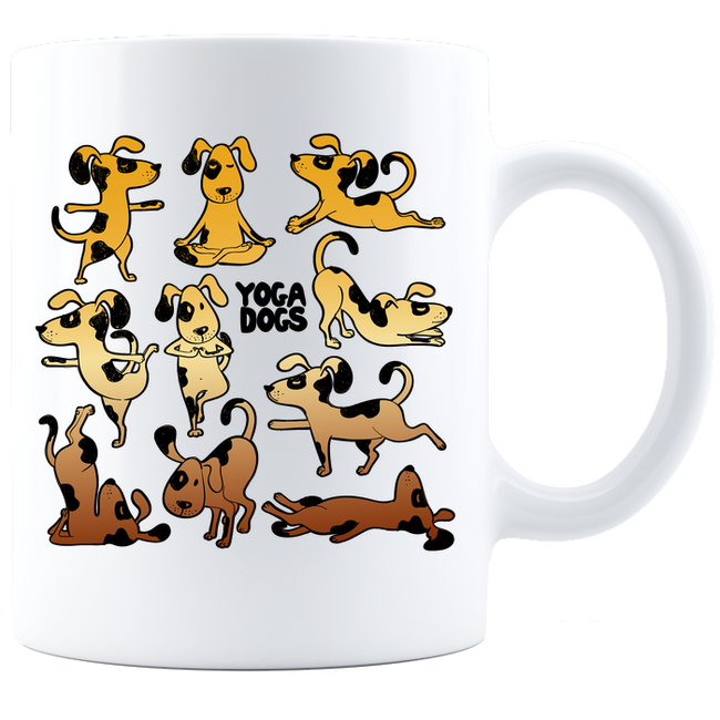 Yoga Dogs Coffee Mug - White - DesignsByLouiseAdkins