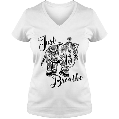 Just Breathe Ladies V Neck Tee - DesignsByLouiseAdkins