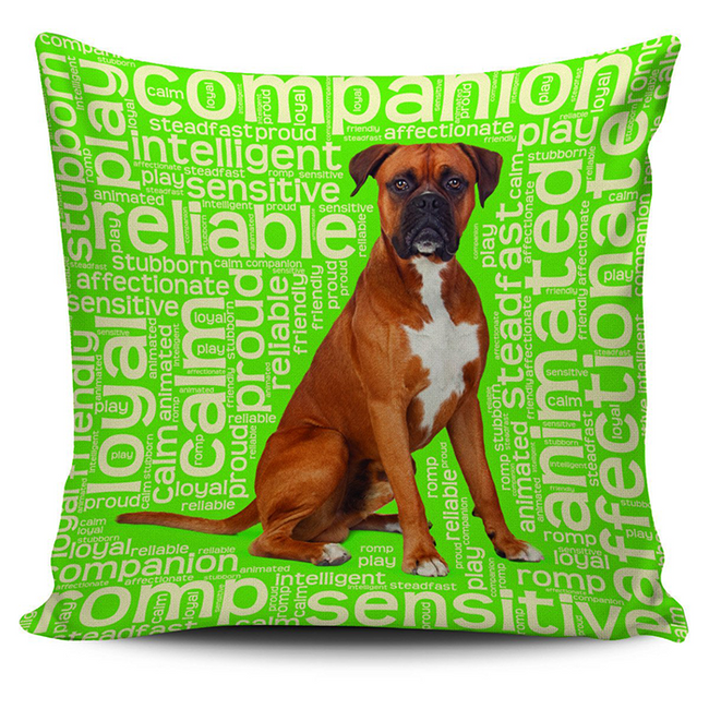 Boxer Dog Green Pillow Case - DesignsByLouiseAdkins