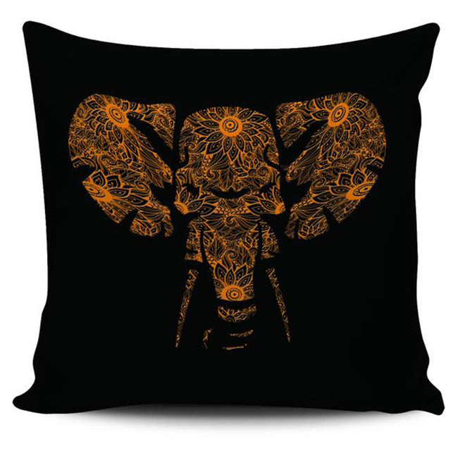 Floral Elephant Orange Pillow Case - DesignsByLouiseAdkins