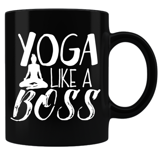 Yoga Like A Boss Coffee Mug - Black - DesignsByLouiseAdkins