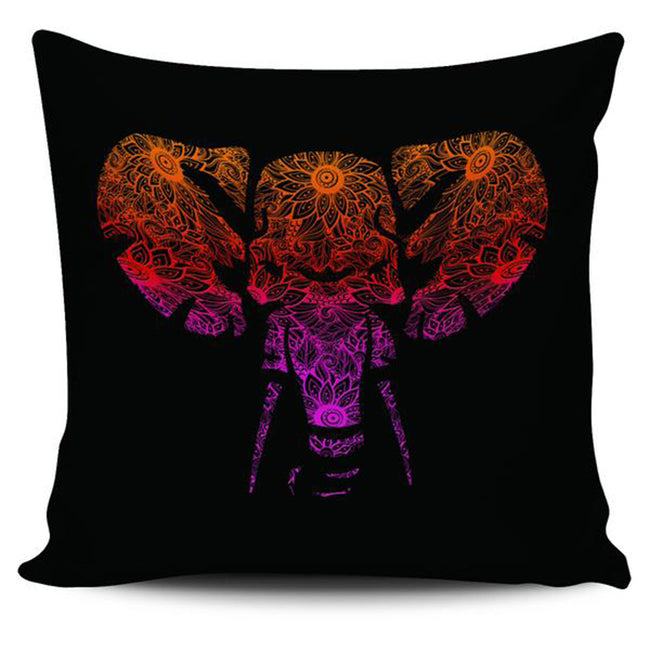 Floral Elephant Red-Orange-Pink Pillow Case - DesignsByLouiseAdkins