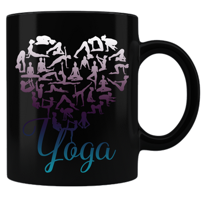 Yoga Coffee Mug - Black - DesignsByLouiseAdkins