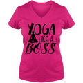 Yoga Like A Boss Ladies V Neck Tee - DesignsByLouiseAdkins