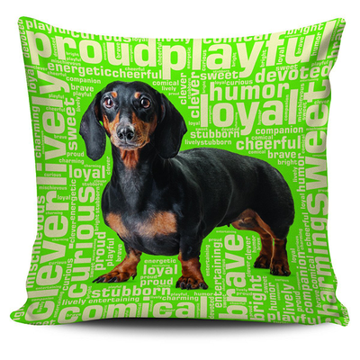 Dachshund Green Pillow Case - DesignsByLouiseAdkins