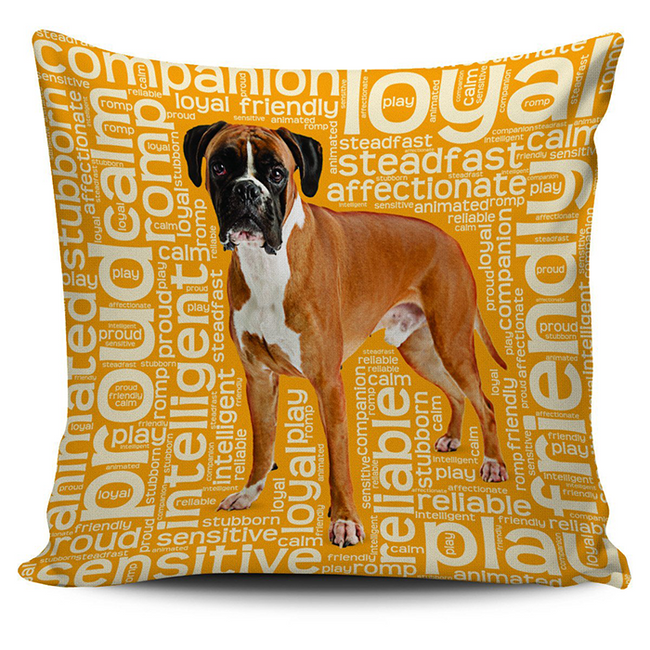 Boxer Dog Orange Yellow Pillow Case - DesignsByLouiseAdkins