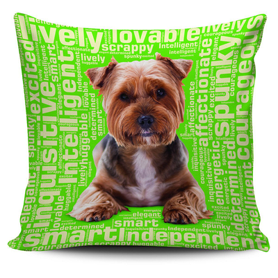 Yorkie Dog Lovers Green Pillow Case - DesignsByLouiseAdkins